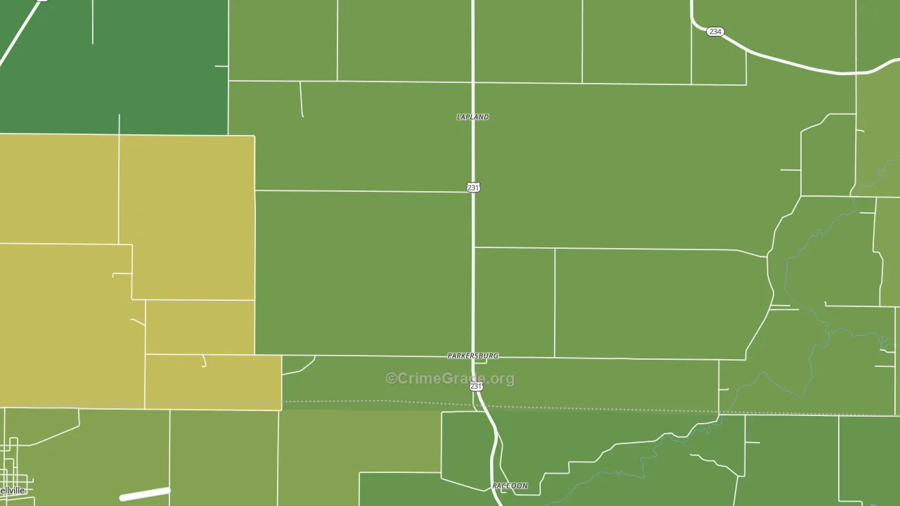 Parkersburg, IN Map of Theft Rates