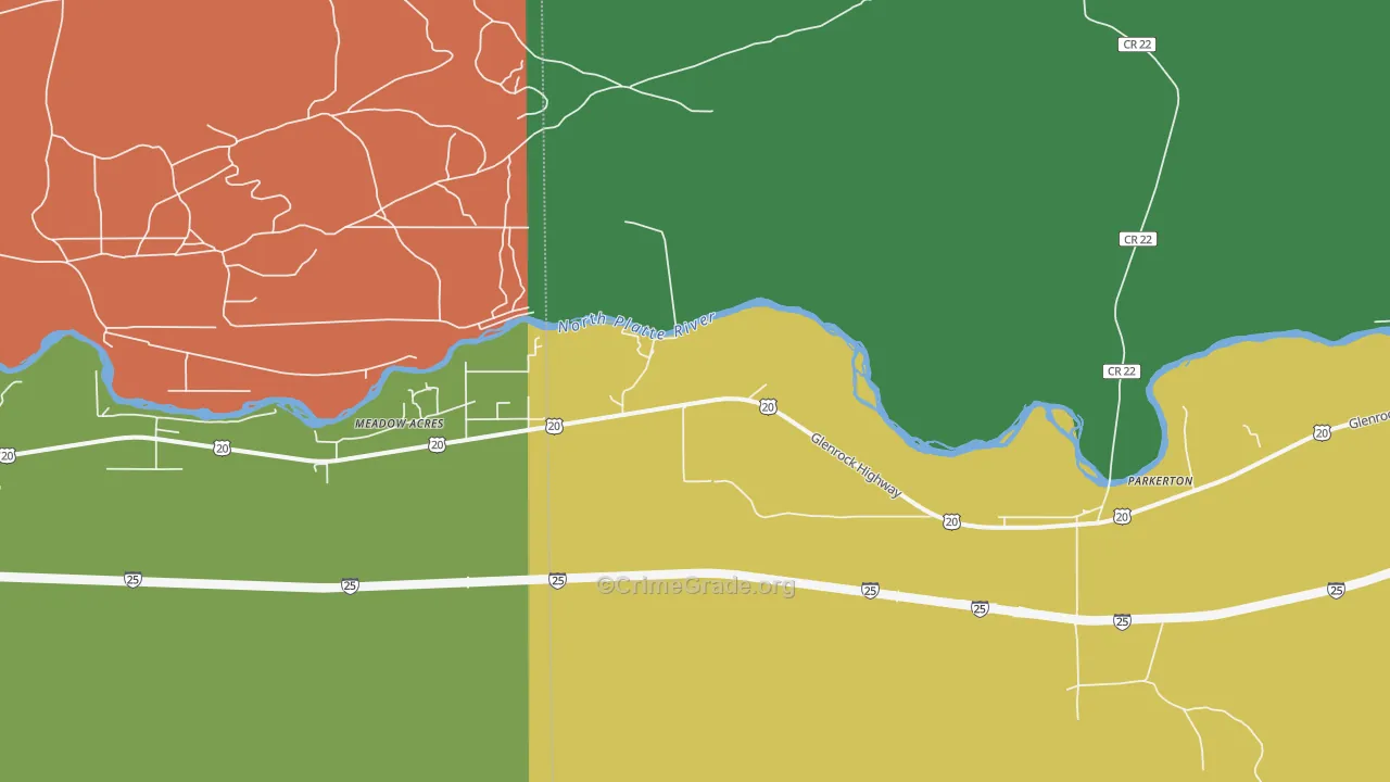 Parkerton, WY Map of Theft Rates