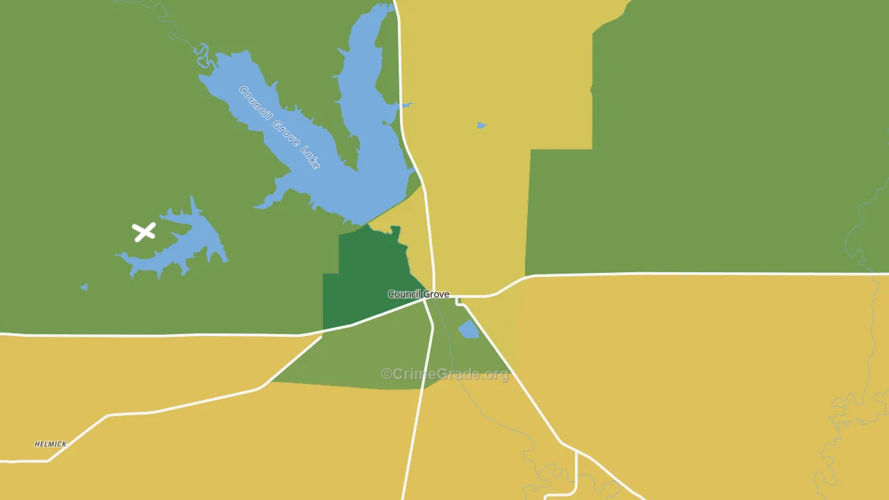 Parkerville, KS Map of Theft Rates