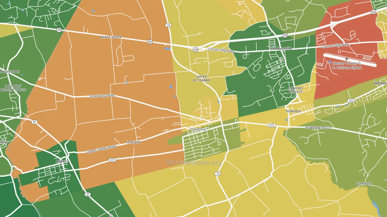Parkesburg, PA Map of Theft Rates