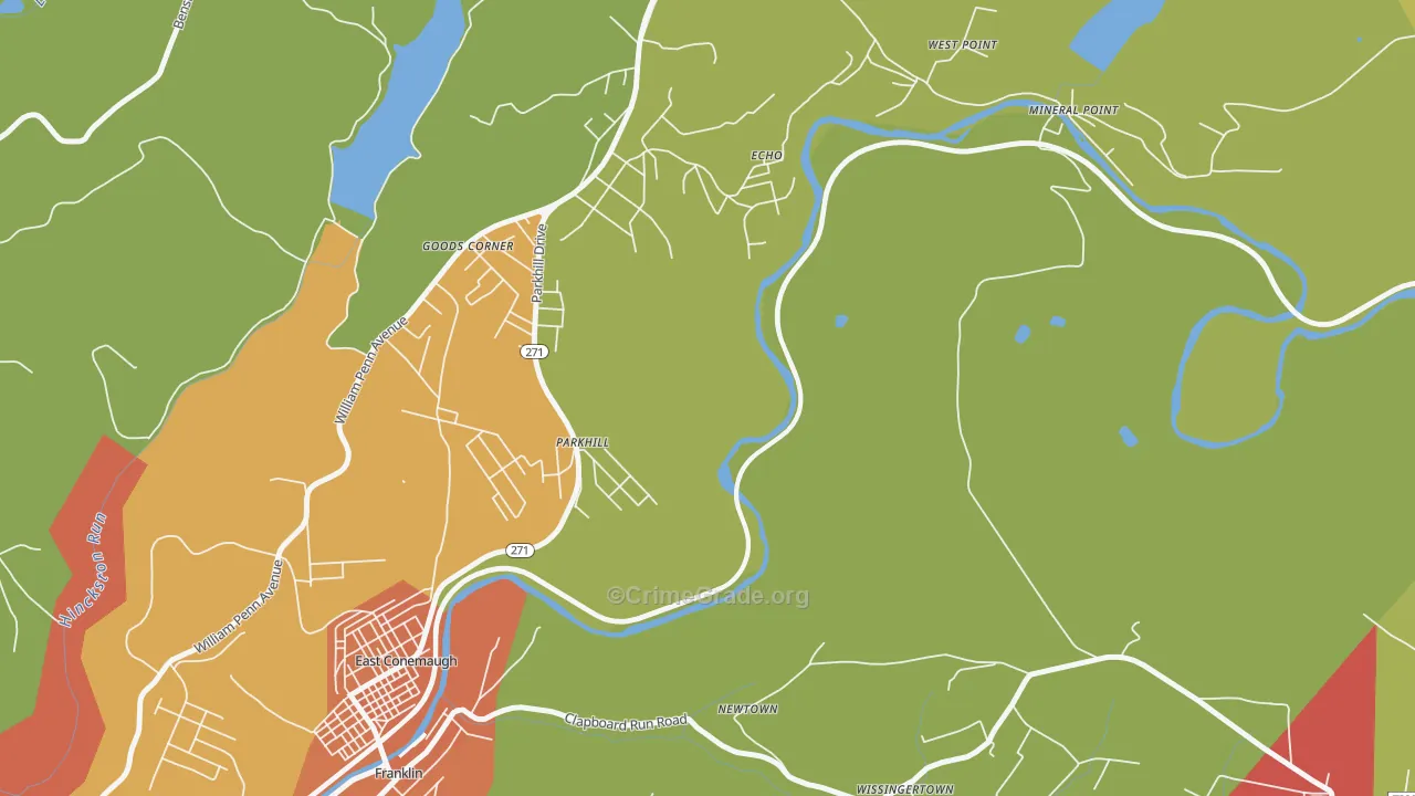 Parkhill, PA Map of Theft Rates