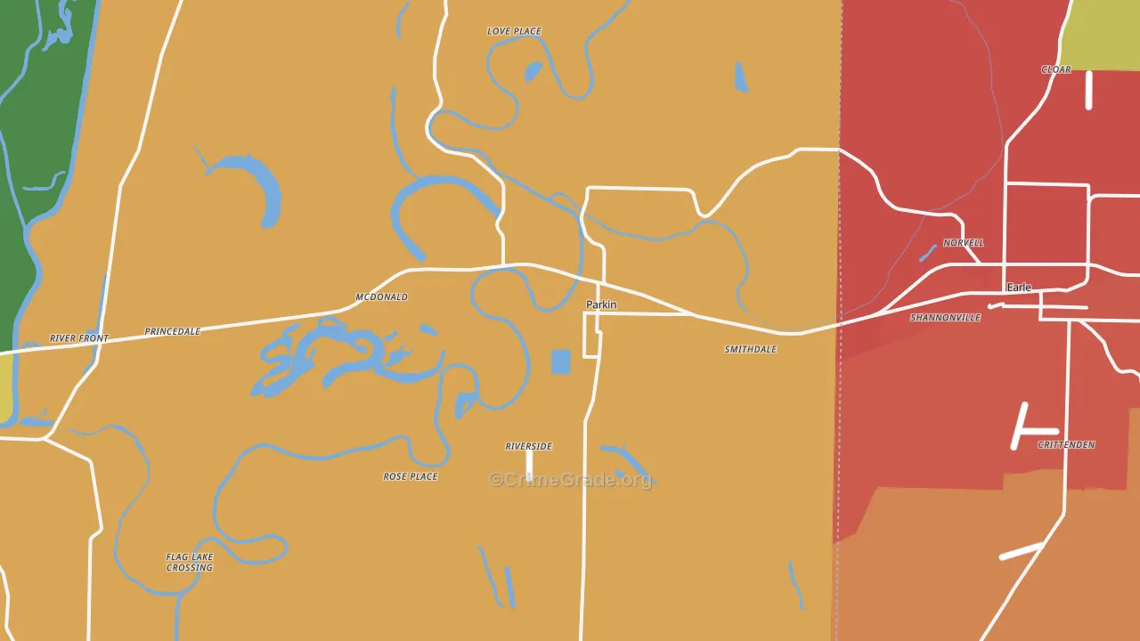 Parkin, AR Map of Theft Rates