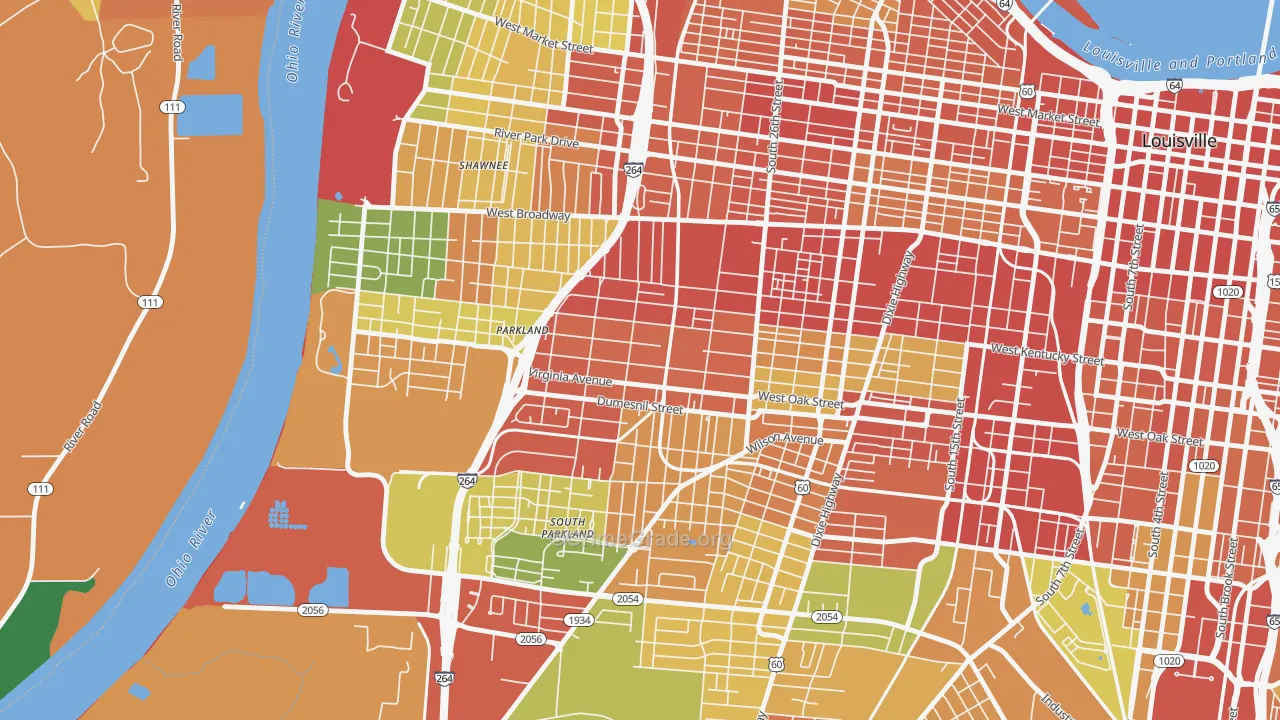 Parkland, Louisville, KY Map of Theft Rates
