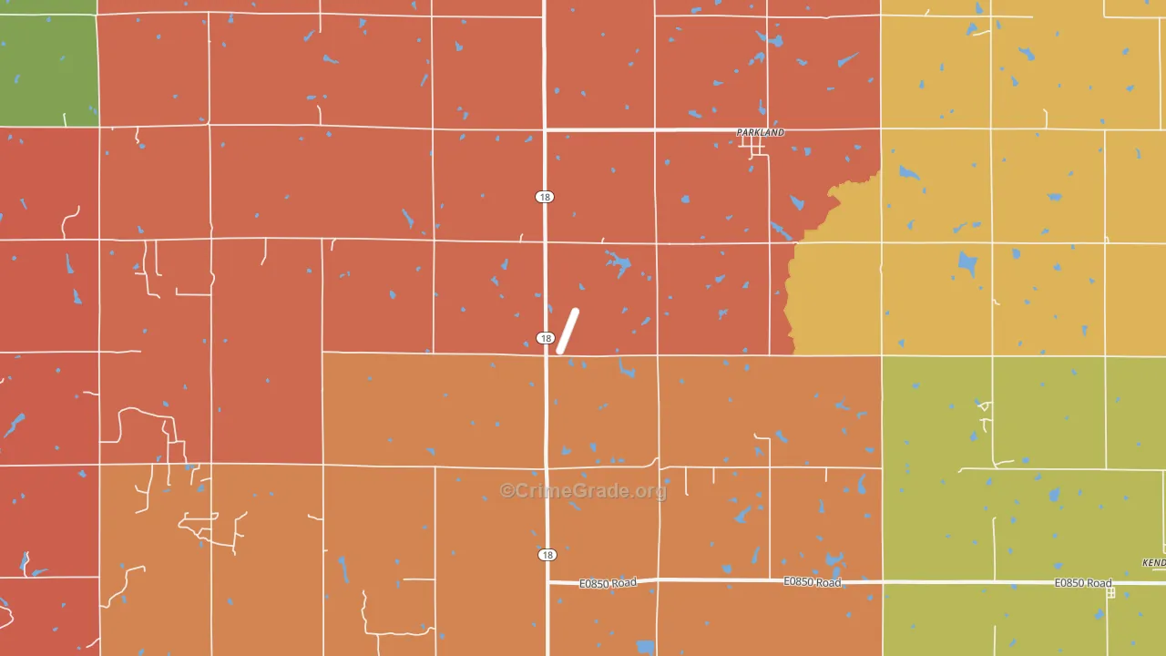 Parkland, OK Map of Theft Rates