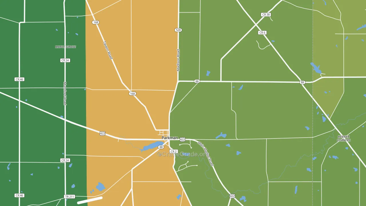 Parkman, OH Map of Theft Rates