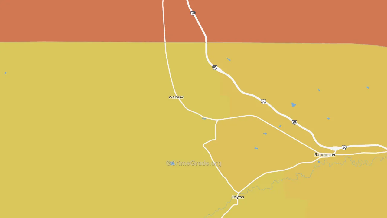 Parkman, WY Map of Theft Rates