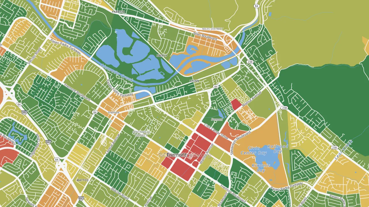 Parkmont, Fremont, CA Map of Theft Rates