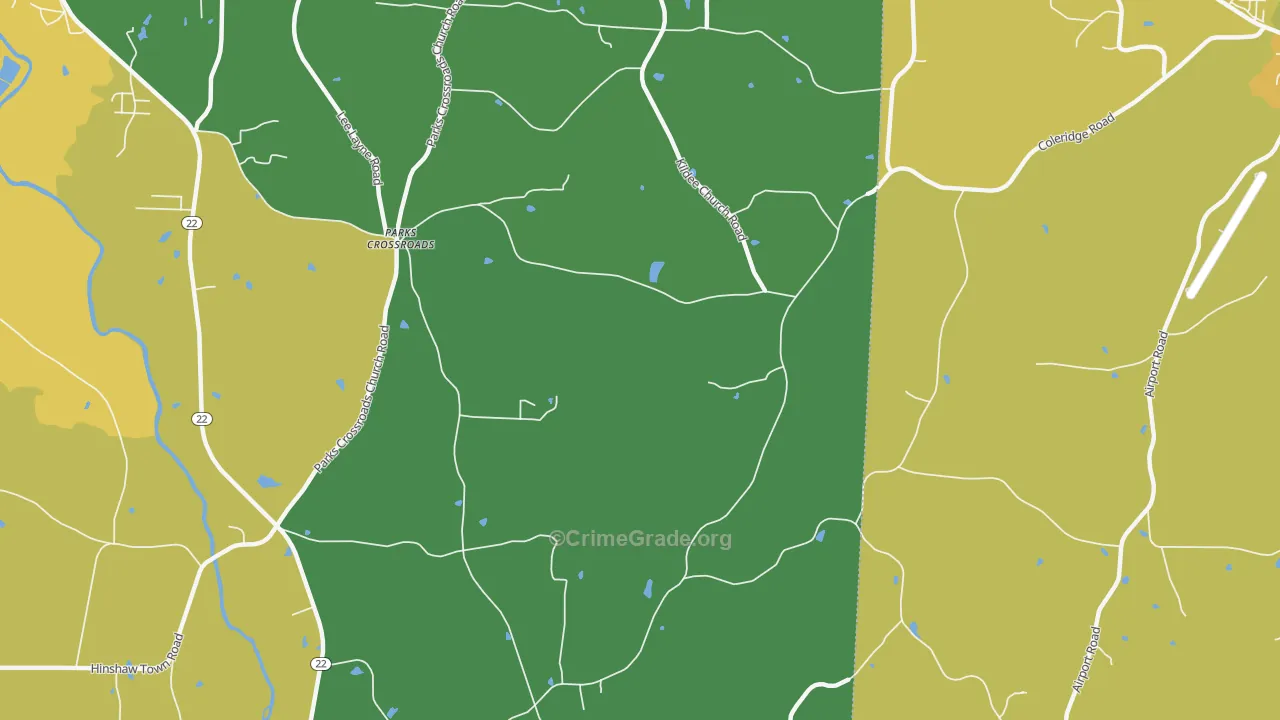 Parks Crossroads, NC Map of Theft Rates