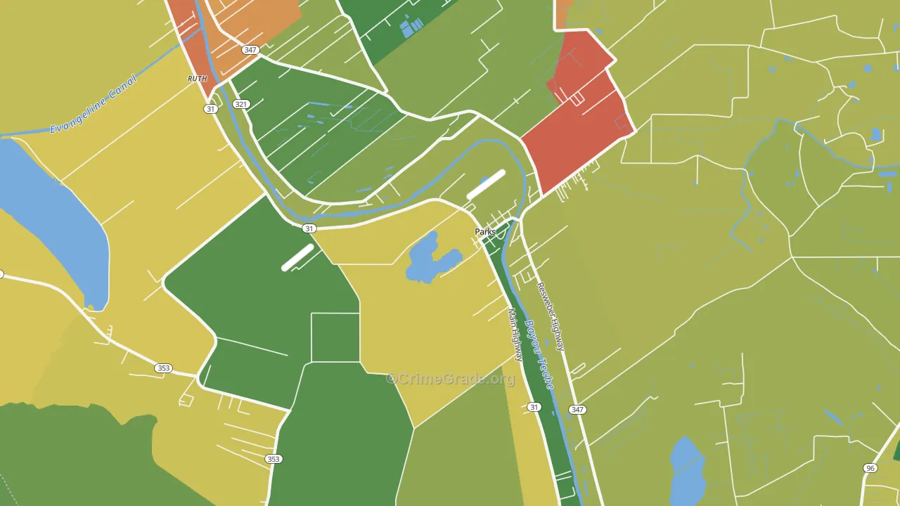 Parks, LA Map of Theft Rates