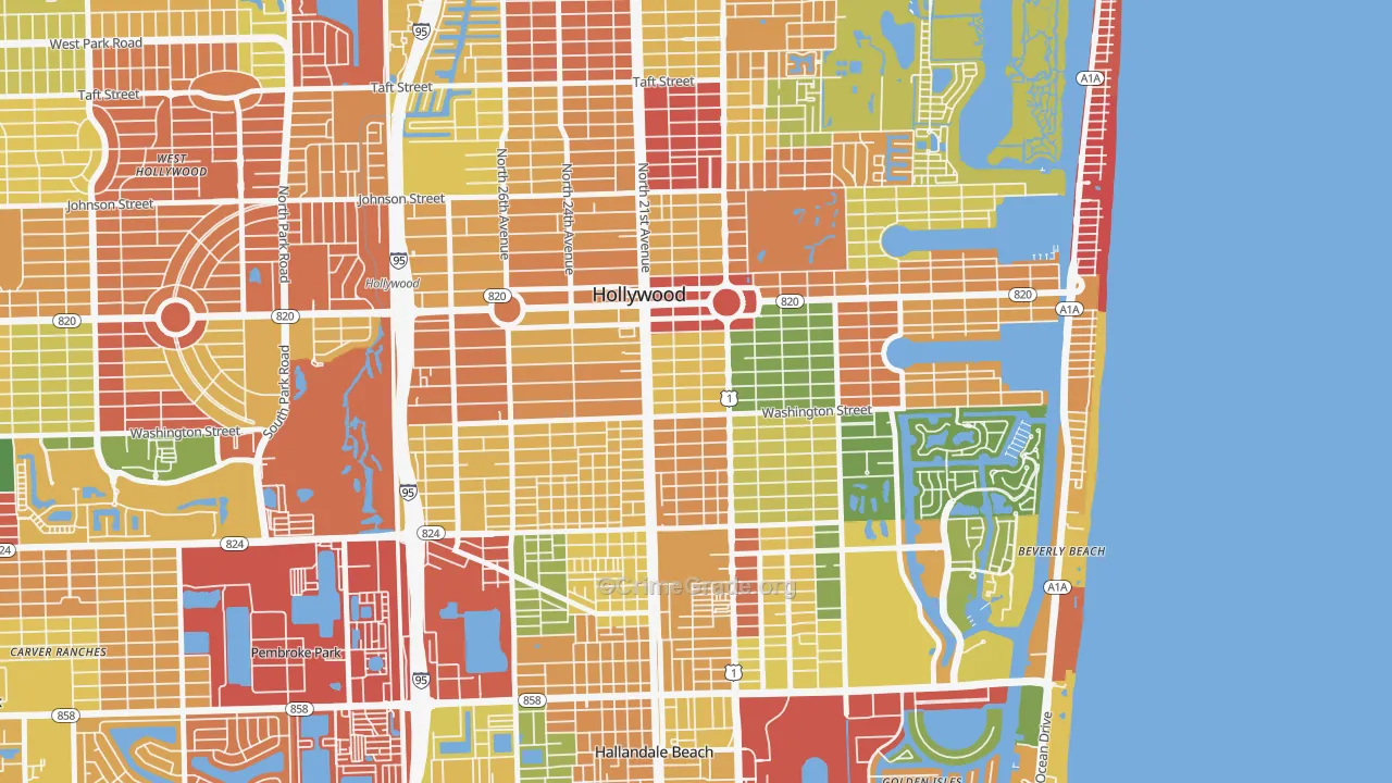 Parkside, Hollywood, FL Map of Theft Rates