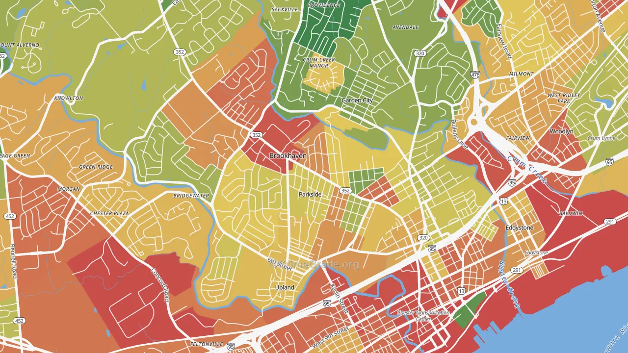Parkside, PA Map of Theft Rates