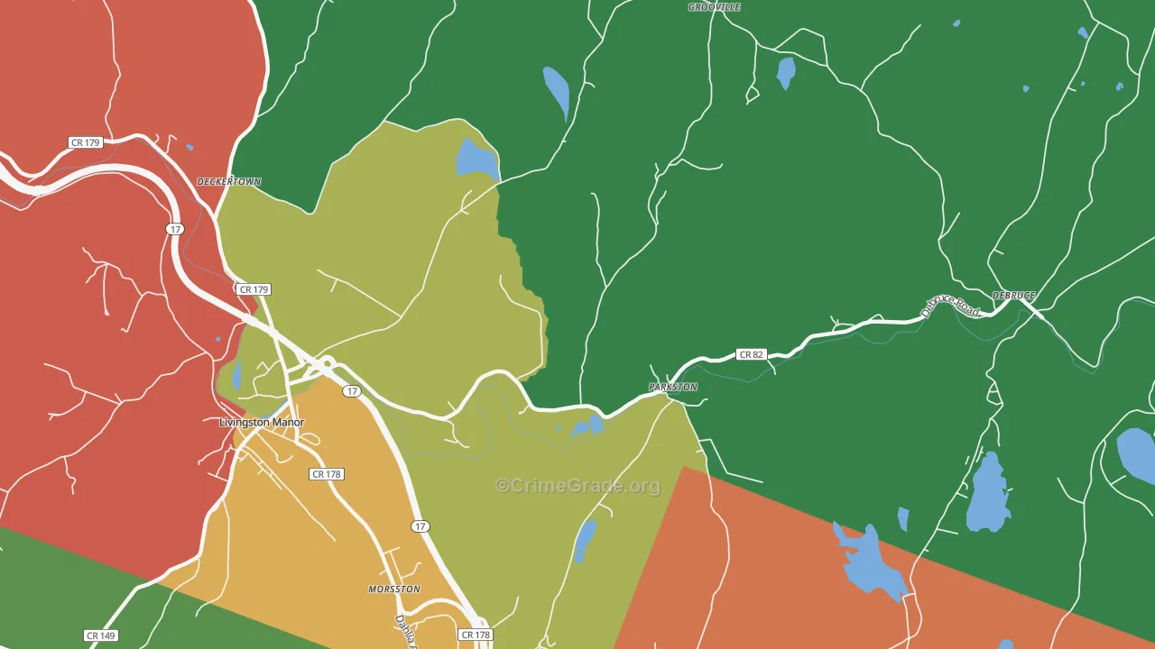 Parkston, NY Map of Theft Rates