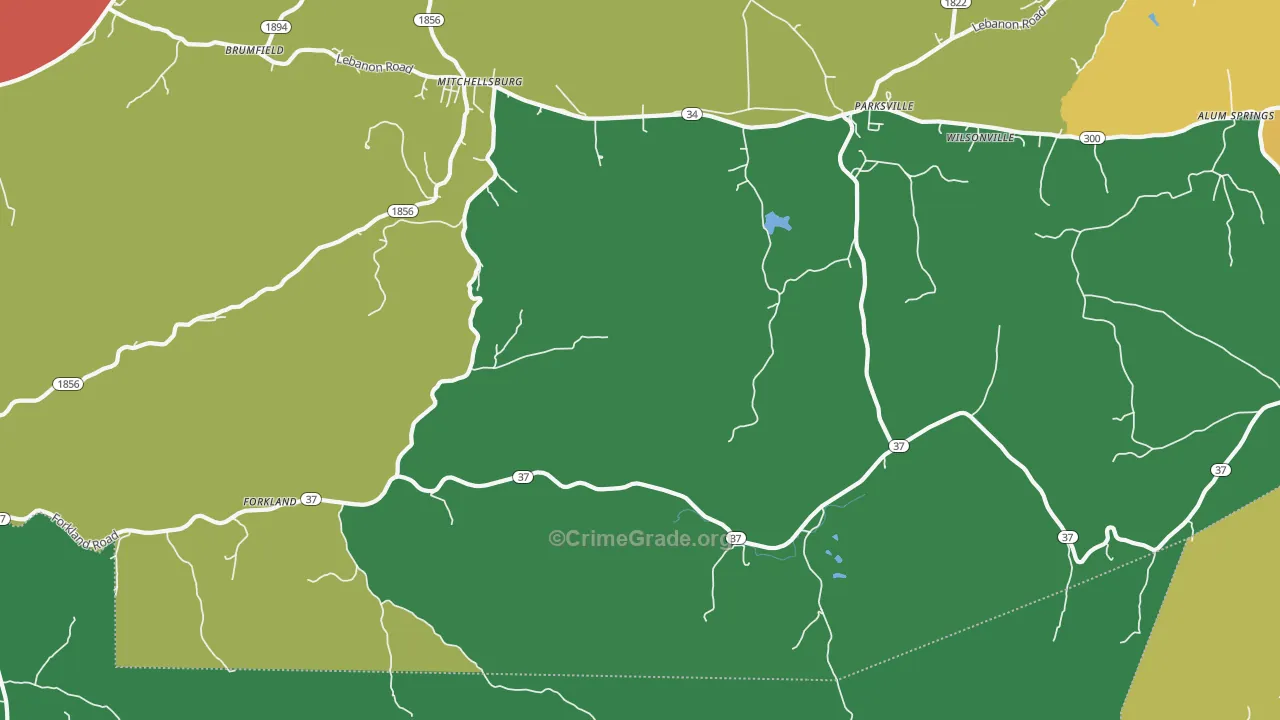 Parksville, KY Map of Theft Rates