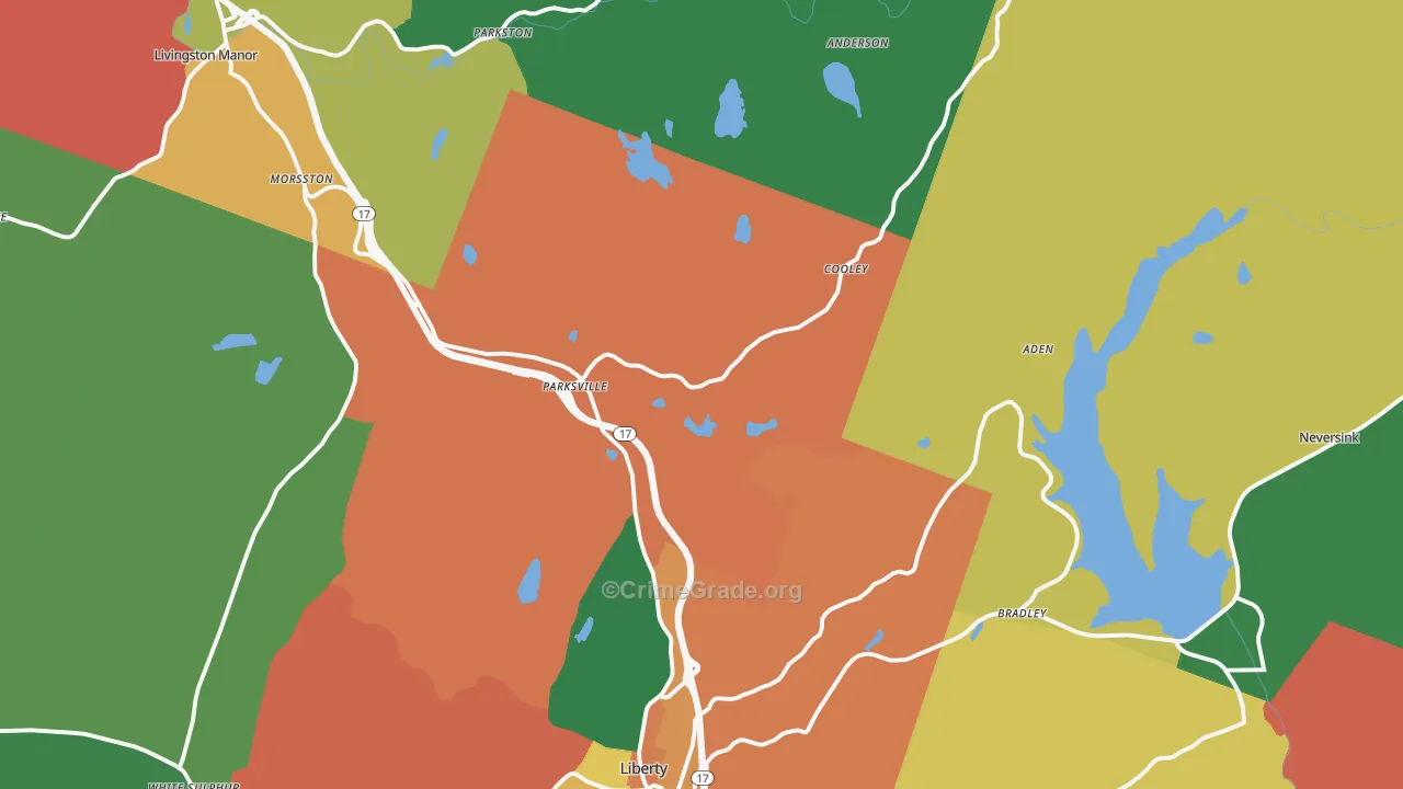 Parksville, NY Map of Theft Rates