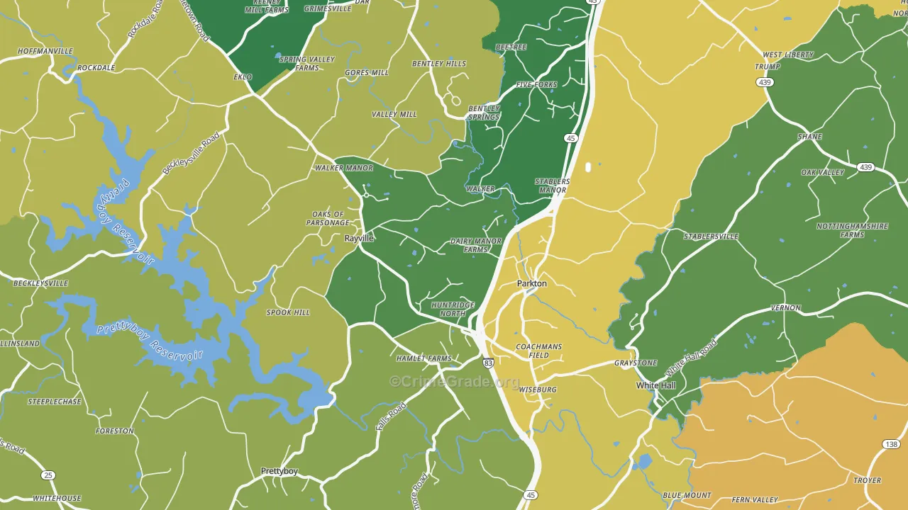 Parkton, MD Map of Theft Rates