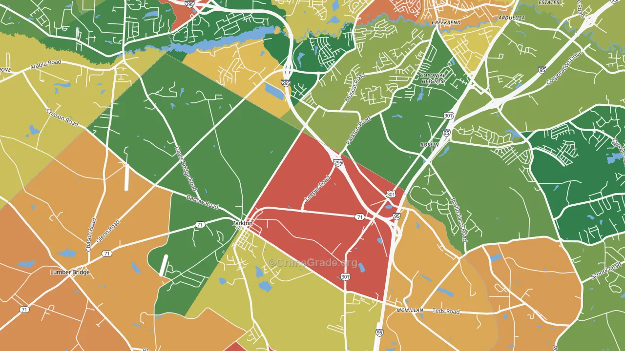 Parkton, NC Map of Theft Rates