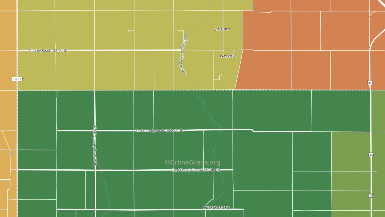Parkville, IL Map of Theft Rates