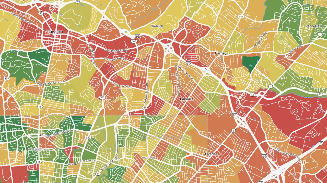 Parkville, MD Map of Theft Rates