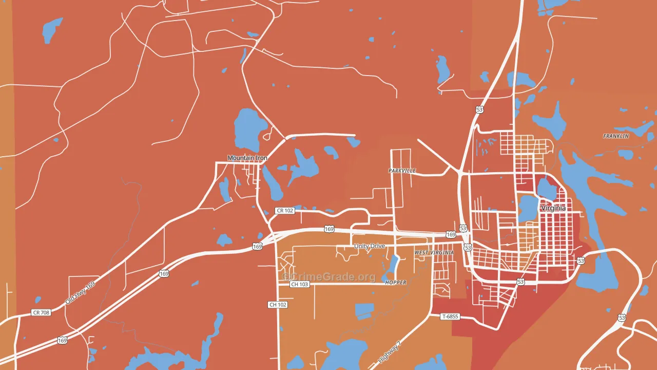 Parkville, MN Map of Theft Rates