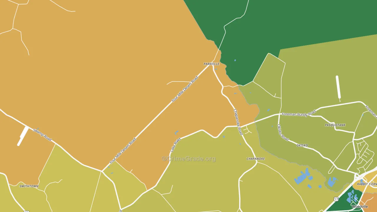 Parkville, NC Map of Theft Rates