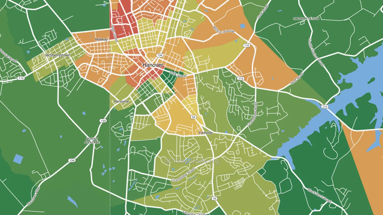 Parkville, PA Map of Theft Rates