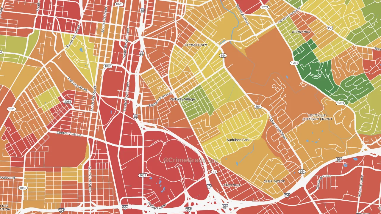 Parkway Village, KY Map of Theft Rates