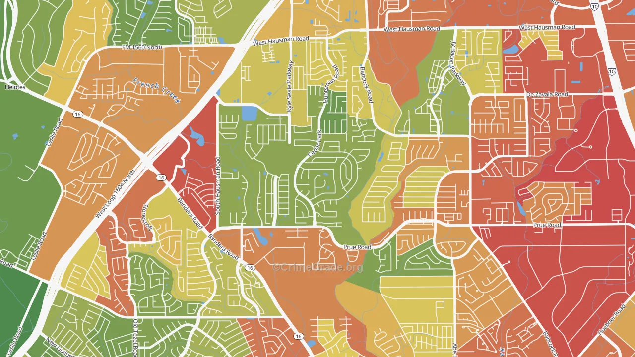 Parkwood Maintenance, San Antonio, TX Map of Theft Rates