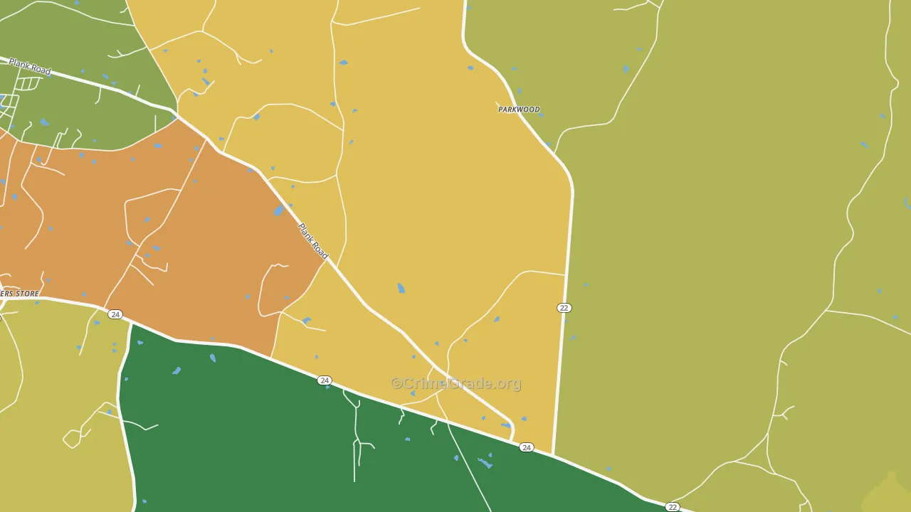 Parkwood, NC Map of Theft Rates