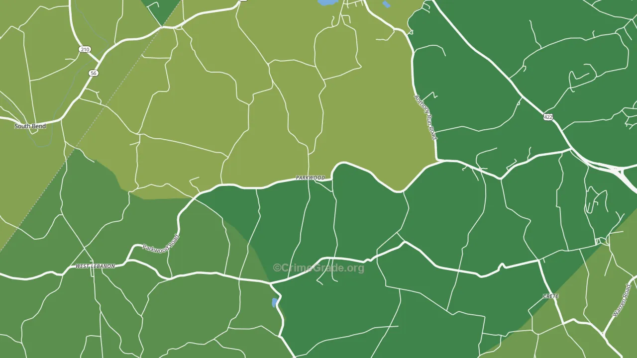Parkwood, PA Map of Theft Rates