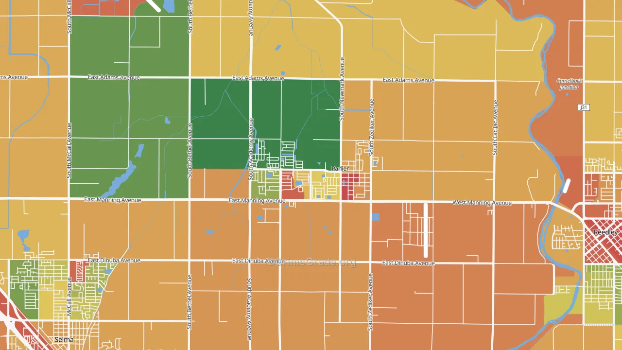 Parlier, CA Map of Theft Rates