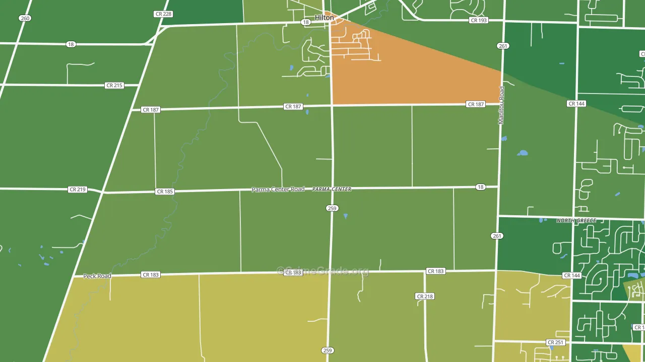 Parma Center, NY Map of Theft Rates
