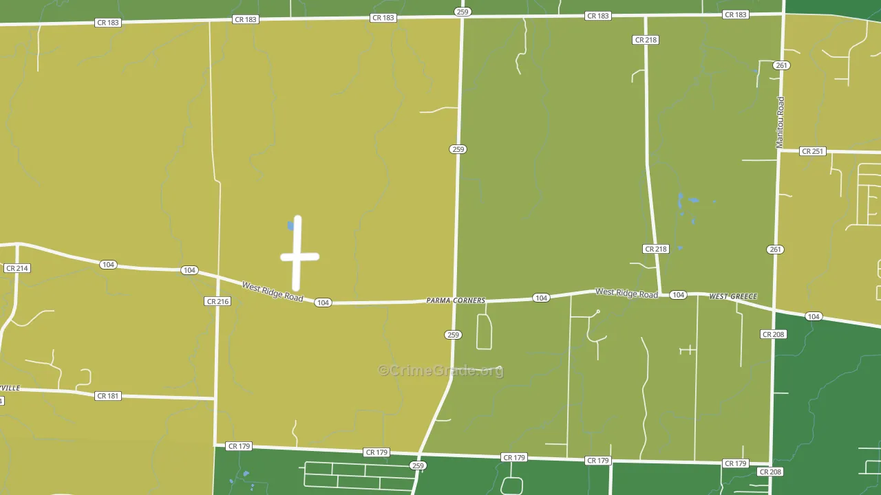 Parma Corners, NY Map of Theft Rates