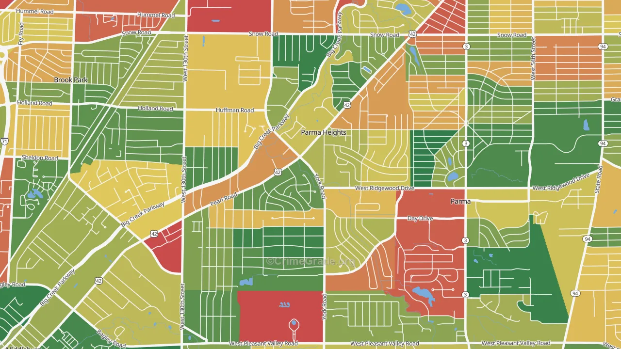Parma Heights, OH Map of Theft Rates