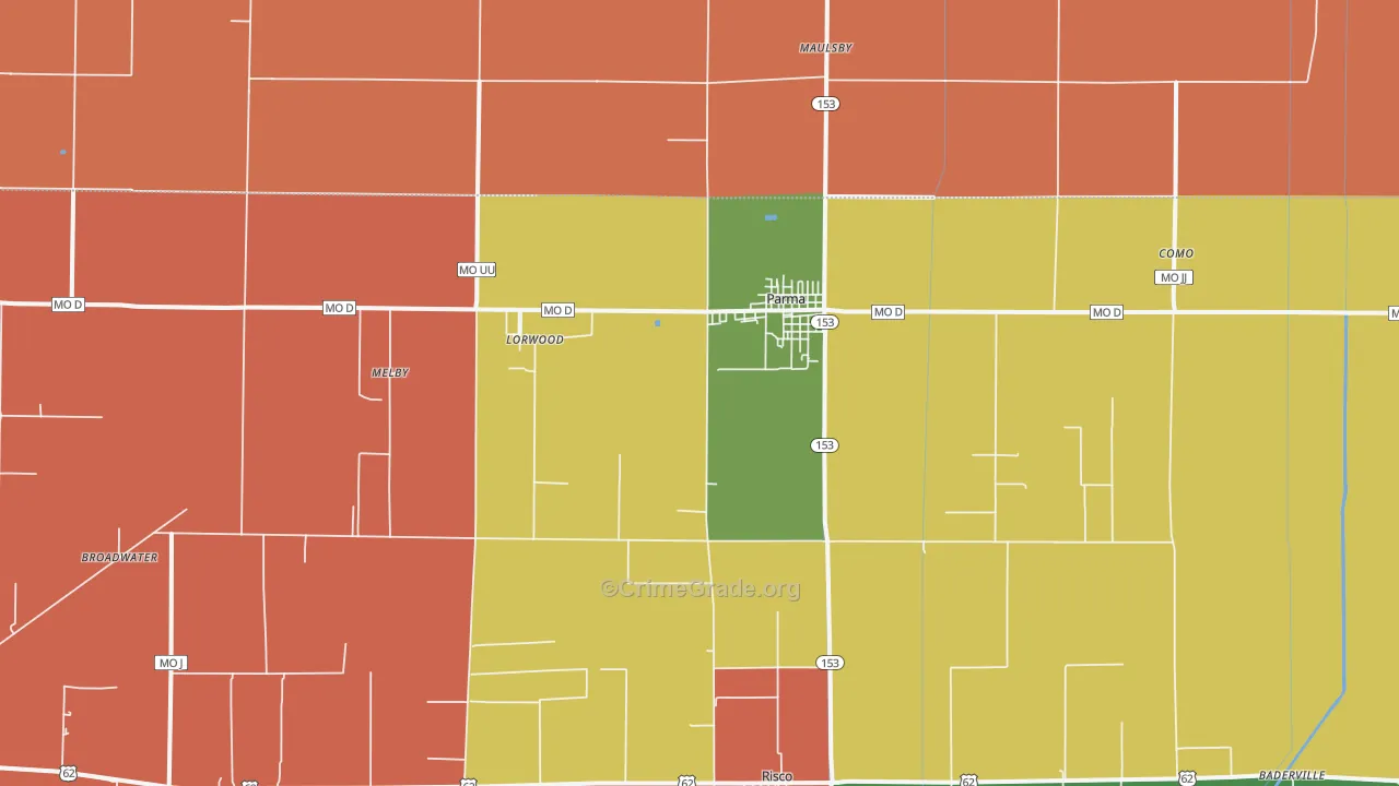Parma, MO Map of Theft Rates