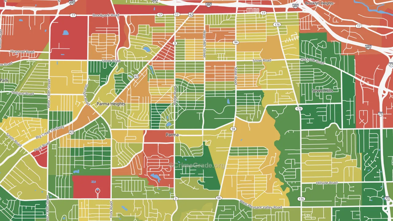 Parma, OH Map of Theft Rates
