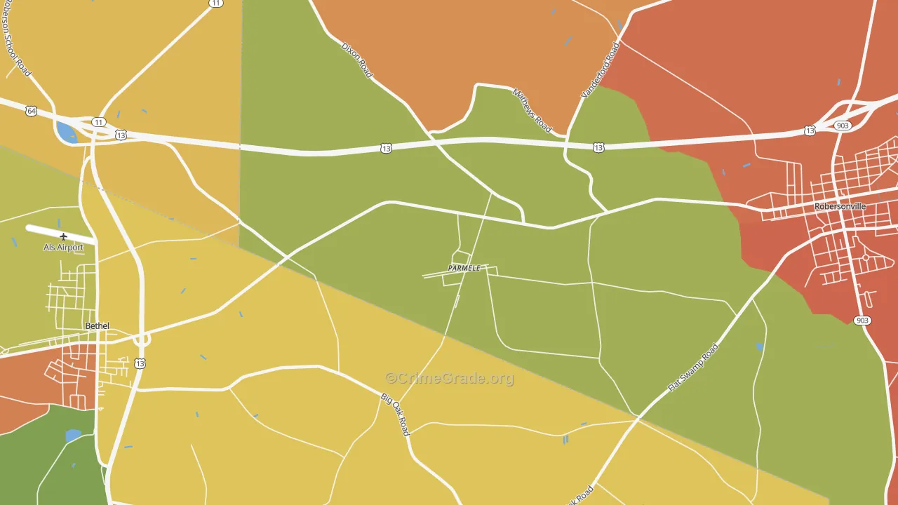 Parmele, NC Map of Theft Rates