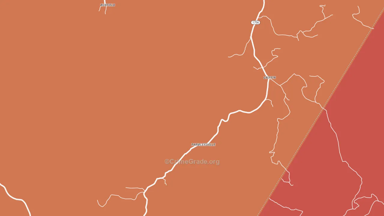 Parmleysville, KY Map of Theft Rates