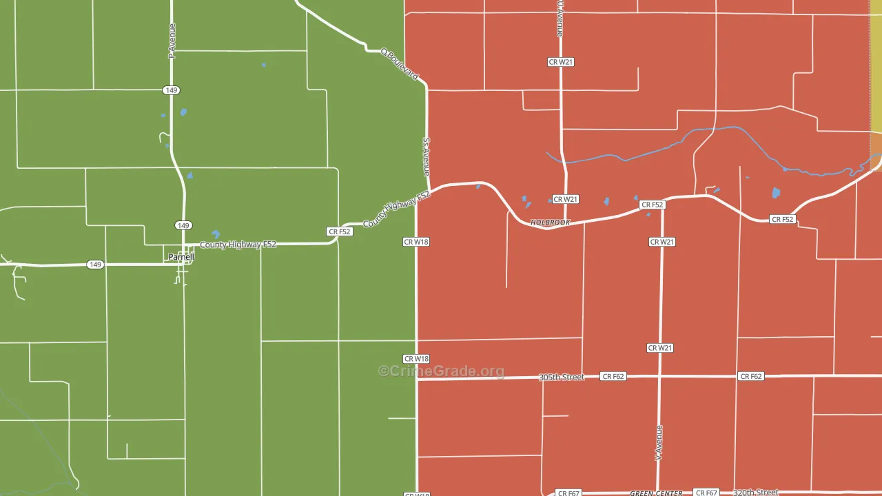 Parnell, IA Map of Theft Rates