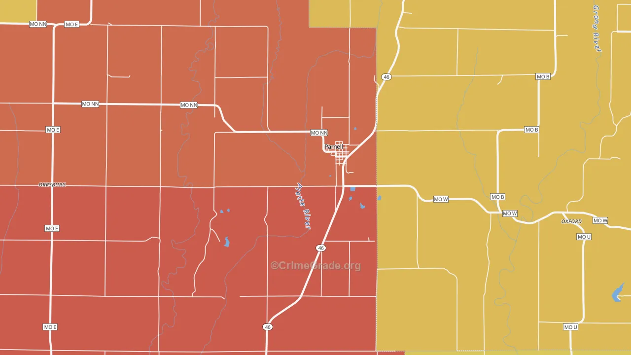 Parnell, MO Map of Theft Rates