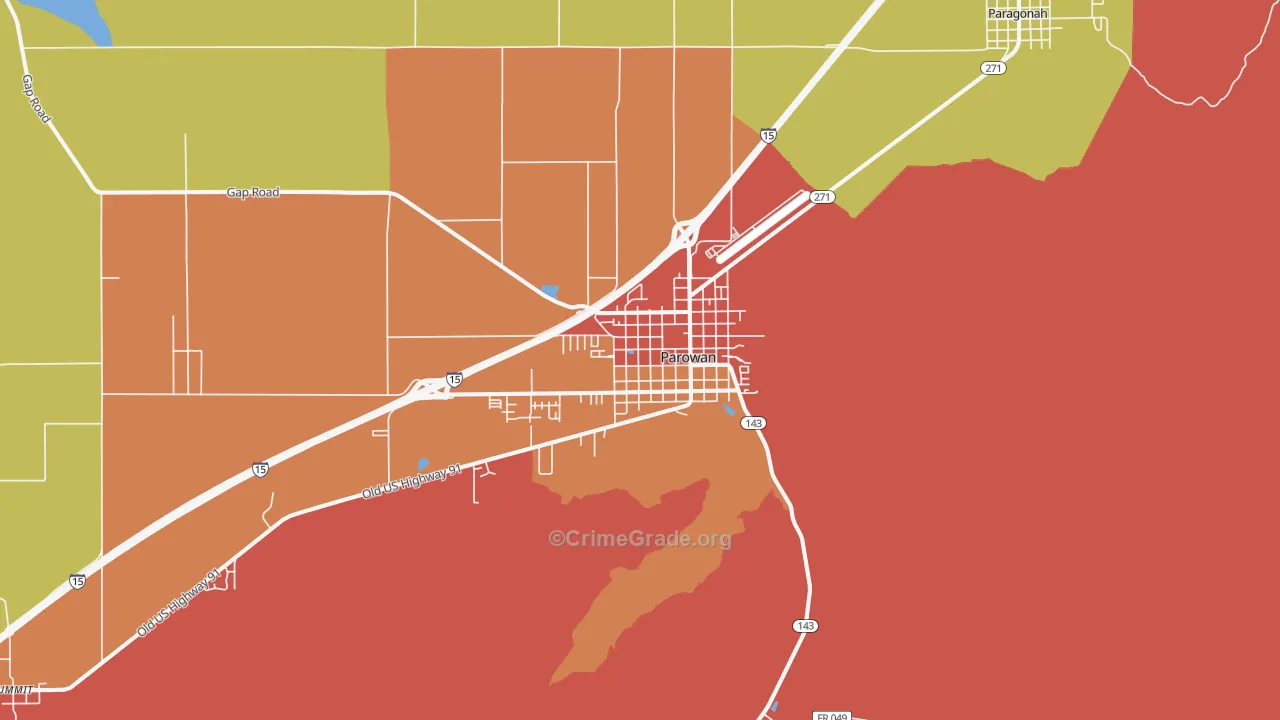 Parowan, UT Map of Theft Rates