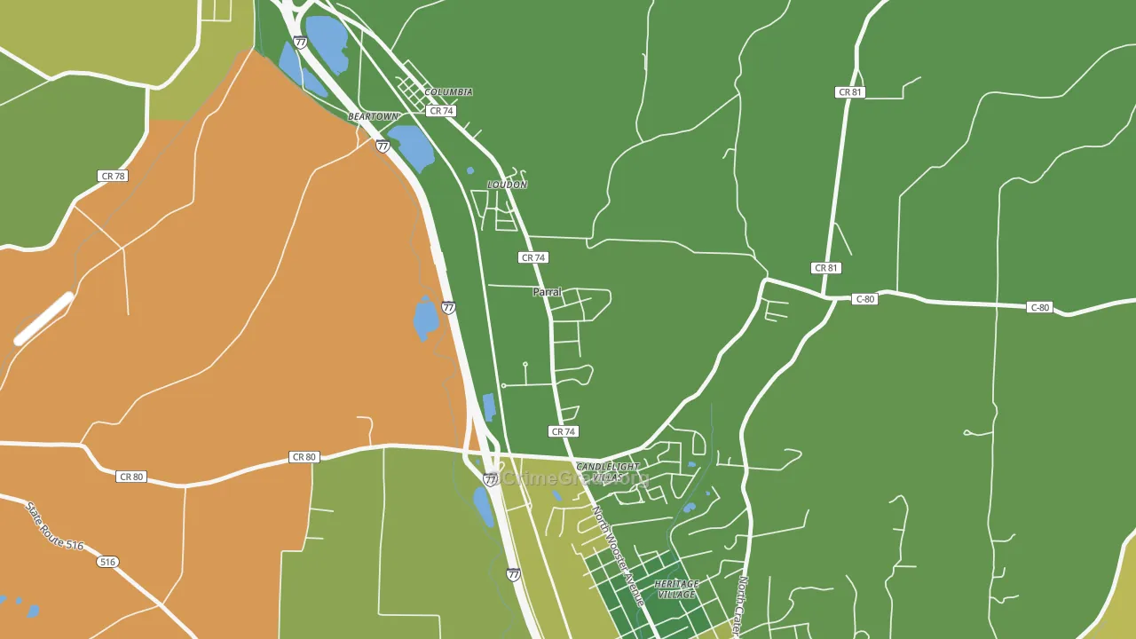 Parral, OH Map of Theft Rates