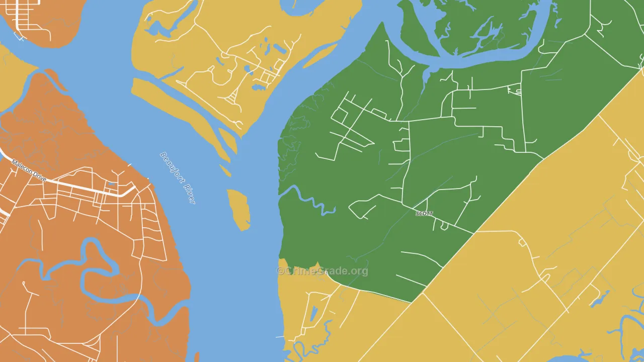 Parris Island, SC Map of Theft Rates