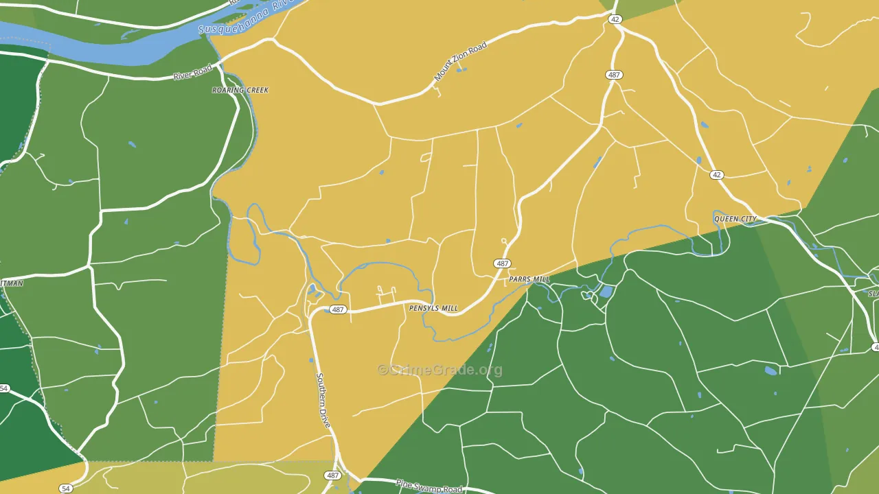 Parrs Mill, PA Map of Theft Rates
