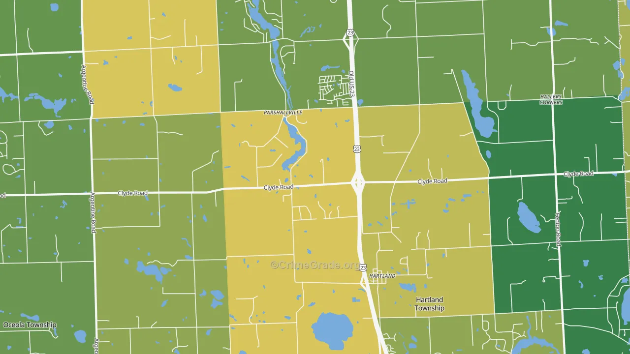 Parshallville, MI Map of Theft Rates