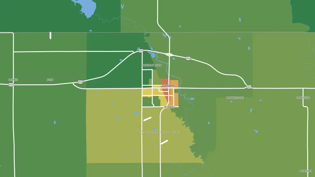 Parsons, KS Map of Theft Rates