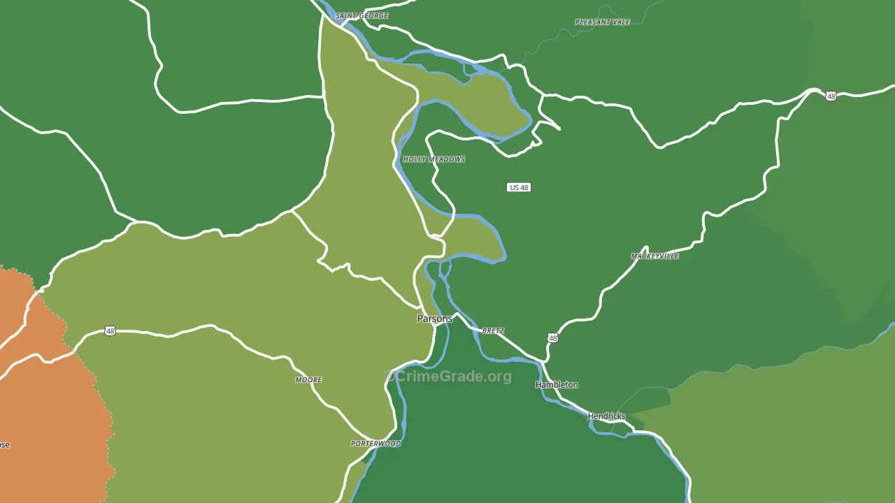 Parsons, WV Map of Theft Rates