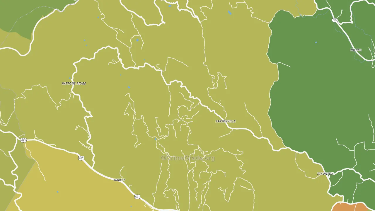 Parsonville, NC Map of Theft Rates