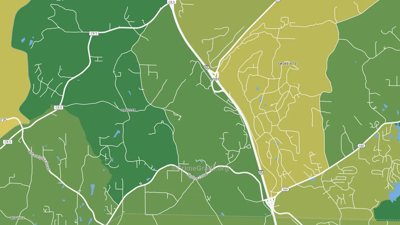 Partridge Crossroads, AL Map of Theft Rates