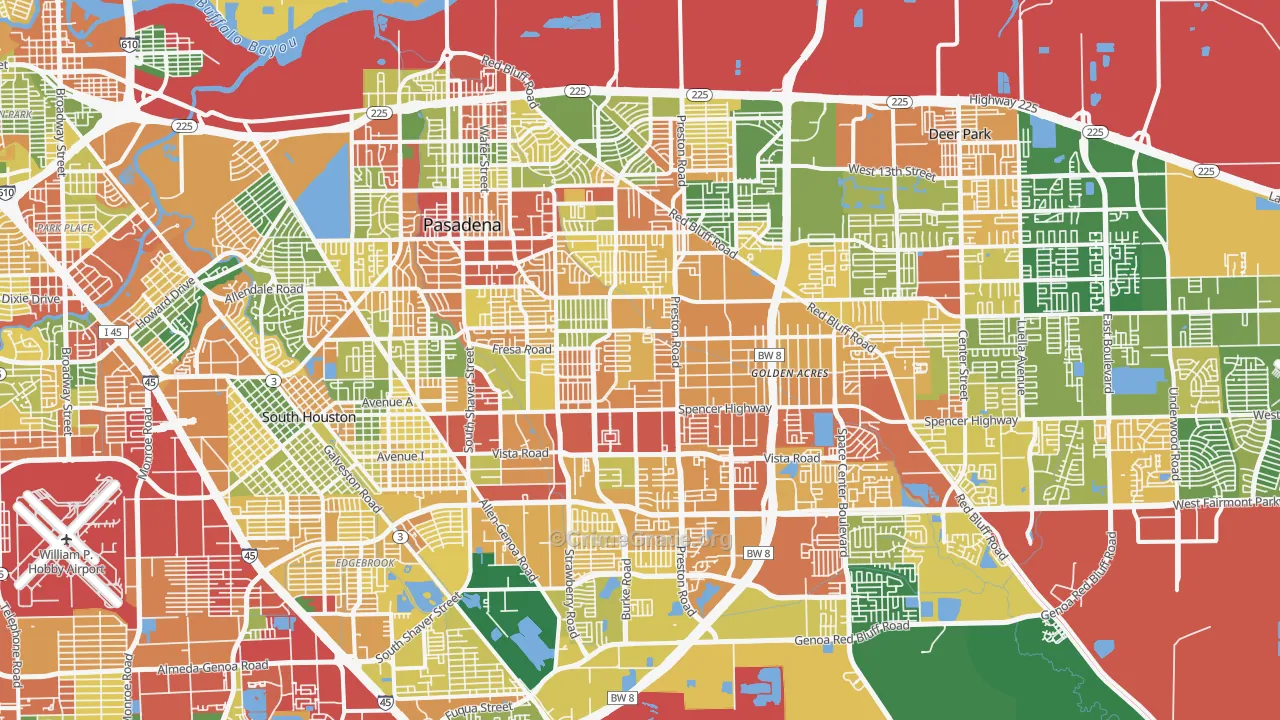 Pasadena, TX Map of Theft Rates