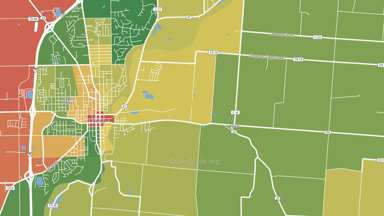 Pasco, OH Map of Theft Rates